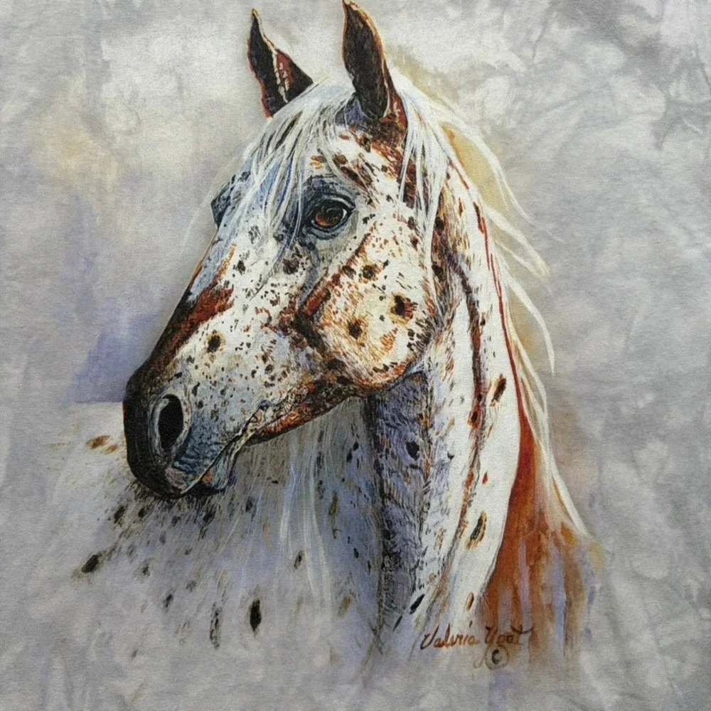 The Mountain T Shirt Mens L Horse Appaloosa Tie Dye Valarie Yost Graphic Tee